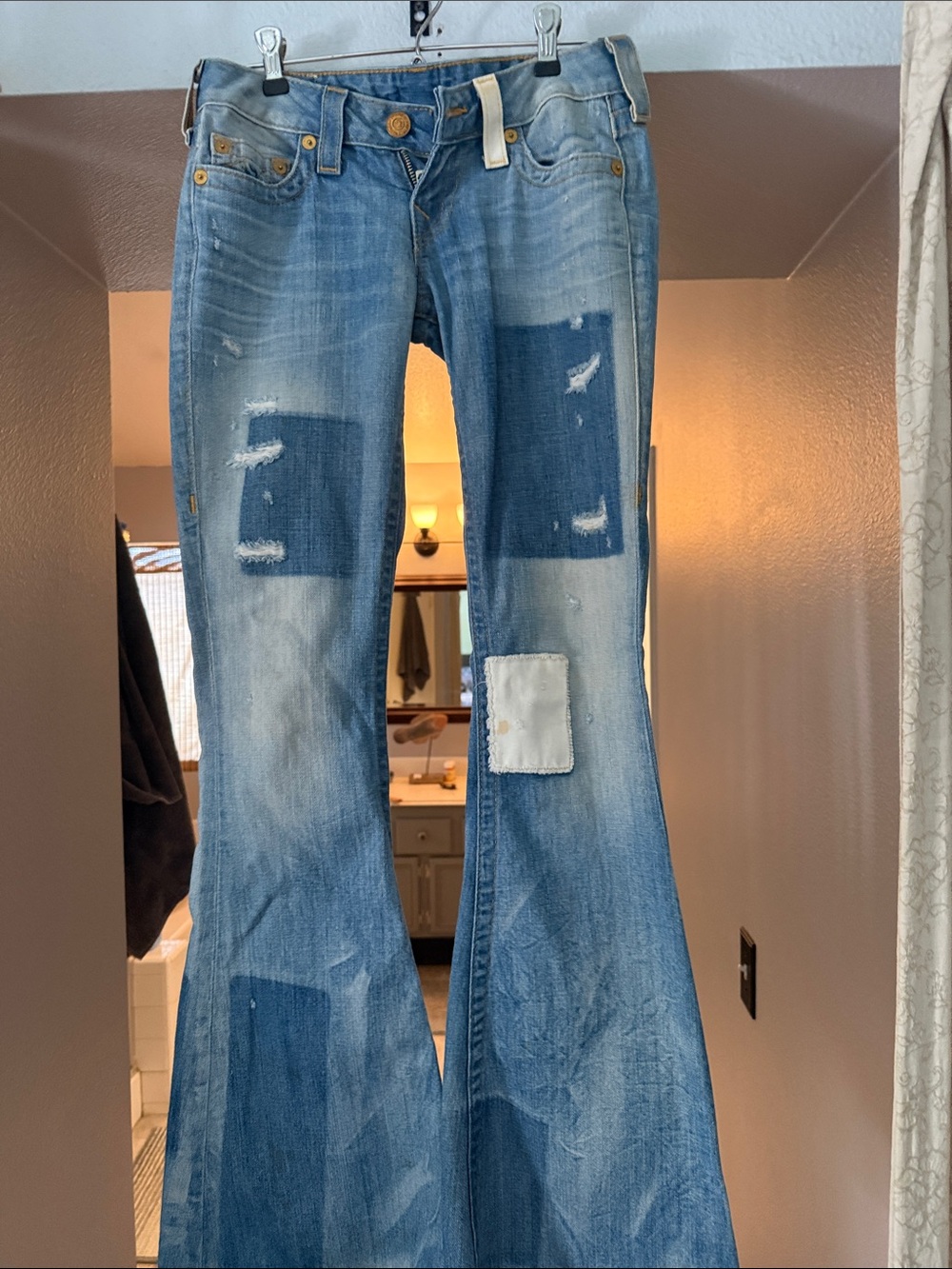 True Religion Blue Patchwork Flare Jeans